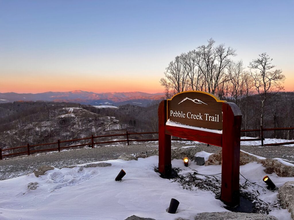 Cherry Gap Ridge Pebble Creek Sign Sunset