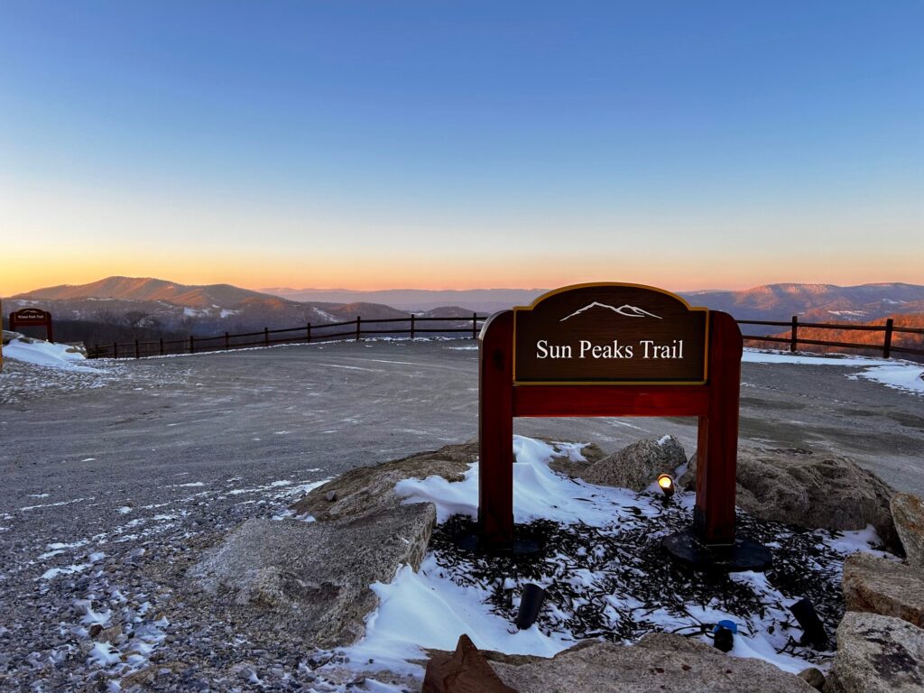 Cherry Gap Ridge Sun Peak Sign Sunset