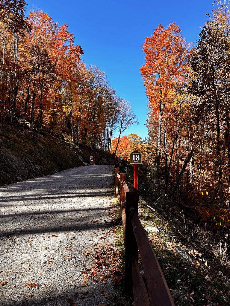 Cherry Gap in the fall, with speed limit sign